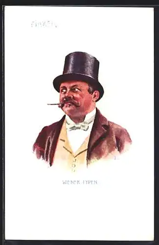 Künstler-AK Wien, Portrait Fiaker, Wiener Typen