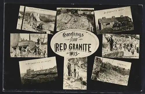 AK Red Granite, WI, Wis. Granite Co. Plant, Steam Drilling, crushed granite, Blacksmith Shop