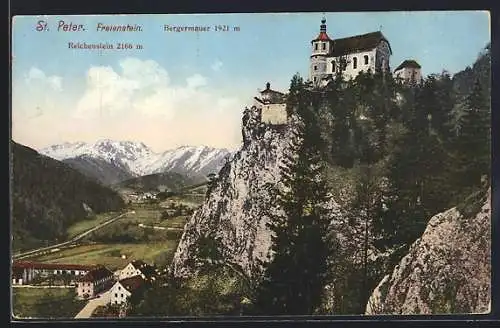 AK St. Peter, Schloss, Freienstein, Ortsansicht, umliegende Berge