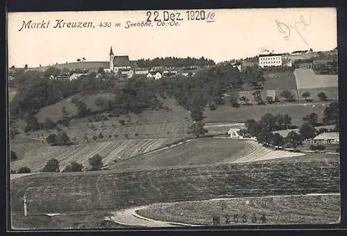 AK Markt Kreuzen /Ob.-Oe., Ortsansicht von einen Berg aus