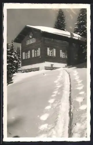 AK Davos, Clavadeler-Alp, Ski- und Ferienhaus T. V. N. Ortsgruppe Davos im Schnee