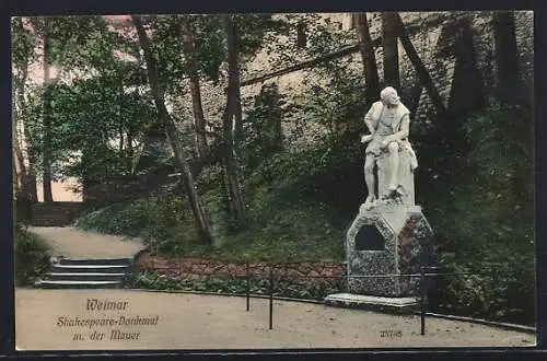 AK Weimar / Thüringen, Shakespeare-Denkmal m. der Mauer