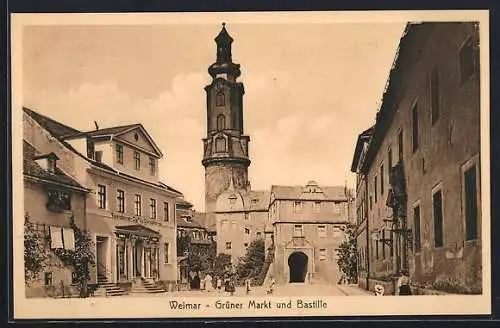 AK Weimar / Thüringen, Grüner Markt und Bastille
