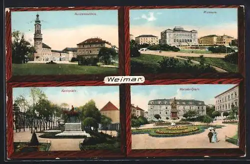 AK Weimar / Thüringen, Residenzschloss, Museum, Karlsplatz, Watzdorfplatz