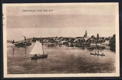 AK Ueberlingen / Bodensee, Ortsansicht vom Bodensee aus