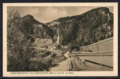 AK Obertiefenbach / Allgäu, Pfad zum Ortskern