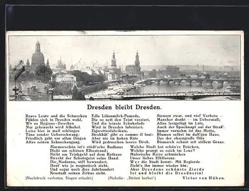 AK Dresden, Partie der Innenstadt mit Brücke und Kirche