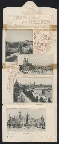 Klapp-AK Dresden, Zwinger, Terrassenufer, Kgl. Schloss