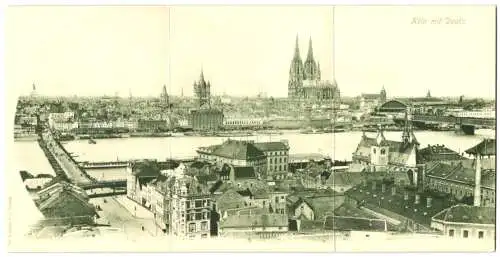 Klapp-AK Köln, Panorama mit Deutz, Blick zum Dom