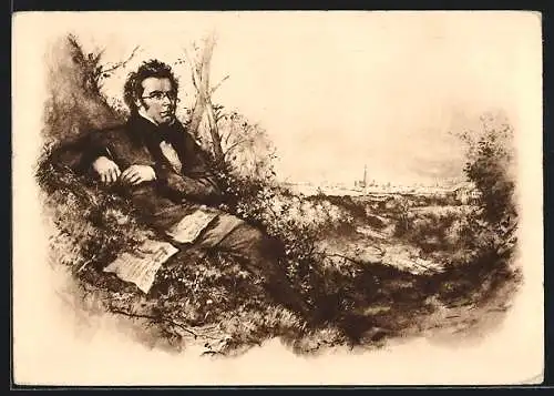 AK Franz Schubert 1797 - 1828, der Komponist in der Natur