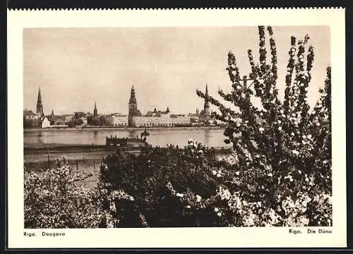 AK Riga, Panoramablick mit Düna