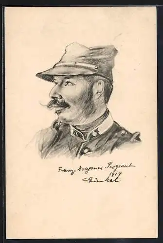 Künstler-AK Franz. Dragoner Sergeant, Kriegsgefangene