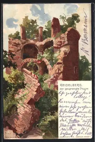 Künstler-AK Heinrich Kley: Heidelberg, Der gesprengte Turm