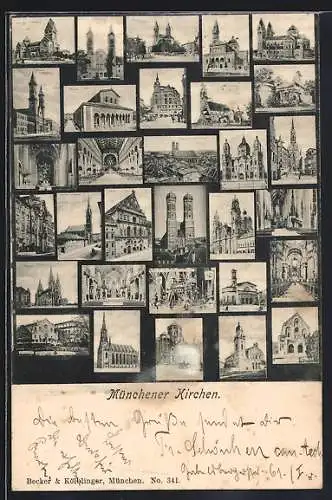 AK München, Münchener Kirchen: Frauen-, Theatinerkirche und viele mehr