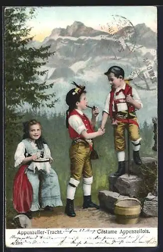 AK Schweizer Kinder in Appenzellertracht