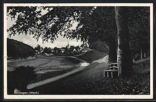 AK Giershagen /Westf., Ortsansicht von einer Promenade aus