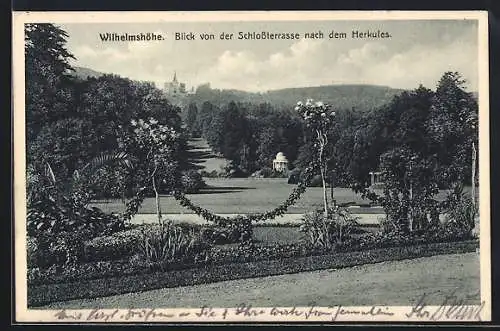 AK Wilhelmshöhe, Herkules von der Schlossterrasse aus