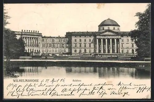 AK Wilhelmshöhe, Schloss, vom Wasser gesehen