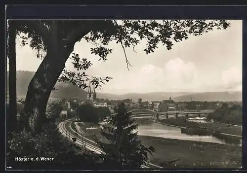 AK Höxter a. d. Weser, Teilansicht mit Brücke