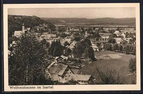 AK Wolfratshausen, Gesamtansicht mit Blick in das Isartal