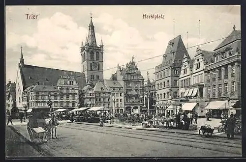 AK Trier, Marktplatz mit Geschäften