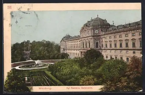 AK Würzburg, Königliche Residenz, Gartenseite