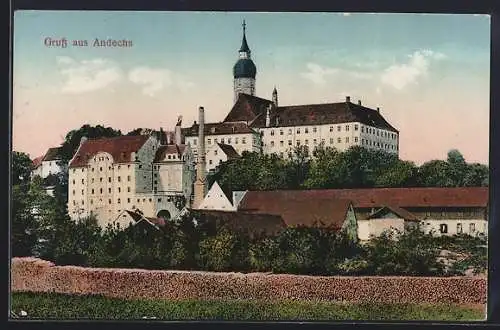 AK Andechs, Blick auf das Kloster