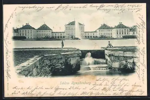 AK München-Nymphenburg, Fontäne am Schloss Nymphenburg