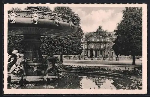 AK Stuttgart, Brunnen am Schlossplatz