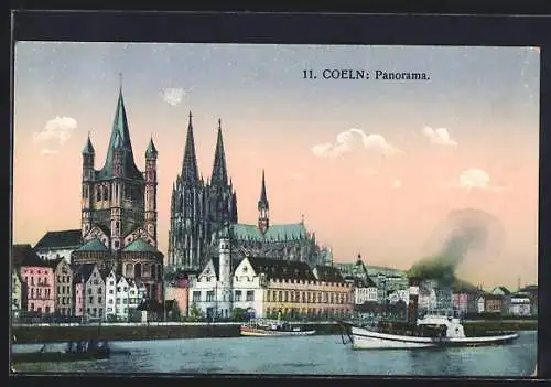 AK Köln, Panorama mit Dom