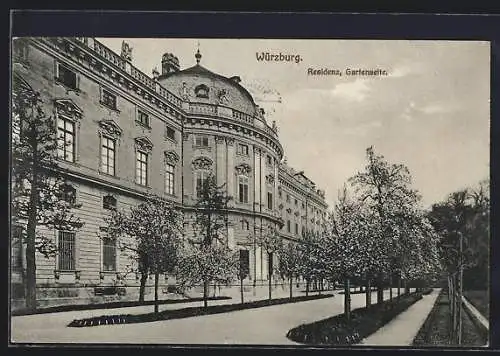 AK Würzburg, Gartenseite der Residenz