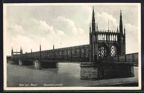 AK Kehl am Rhein, Blick auf die Eisenbahnbrücke