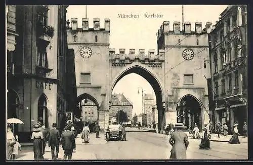 AK München, Karlstor, Strassenbahn