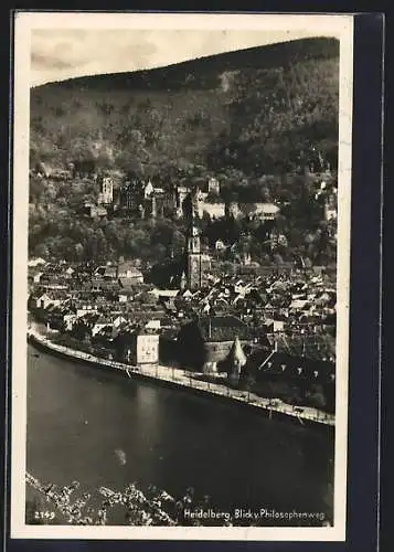 AK Heidelberg, Blick vom Philosophenweg auf den Ort