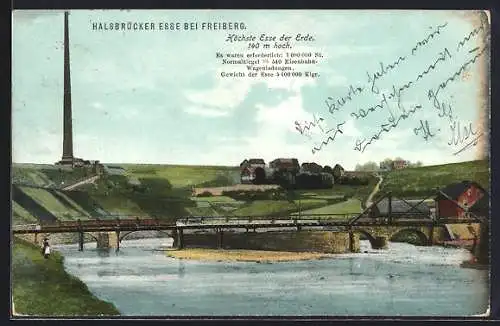 AK Halsbrücke, Ansicht der höchsten Esse der Erde