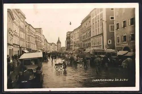 AK Wels, Stände auf dem Wochenmarkt