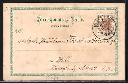 Lithographie Bad Hall, Strassenpartie in der Promenade, Totalansicht vom Zentrum