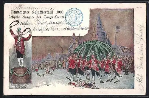 Künstler-AK München, Münchener Schäfflertanz im Winter 1900, Reifschwinger Leonh. Bischoff