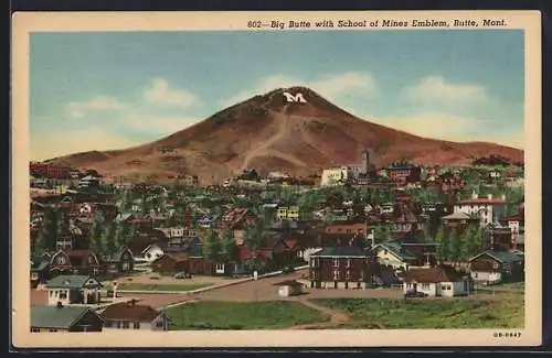 AK Butte, MT, Big Butte with School of Mines Emblem