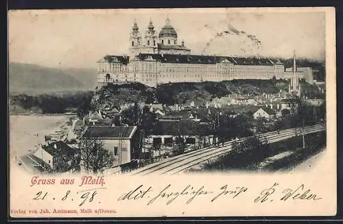 AK Melk a. Donau, Blick auf das Schloss