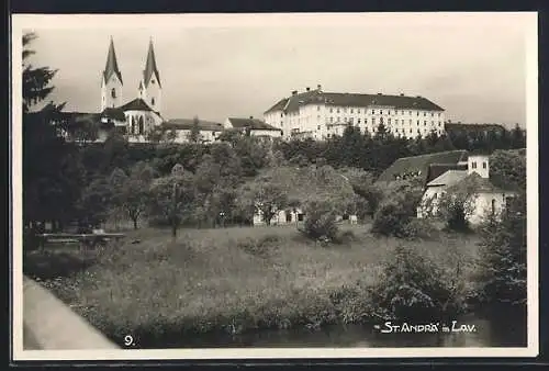 AK St. Andrä in Lav., Teilansicht mit Kirche