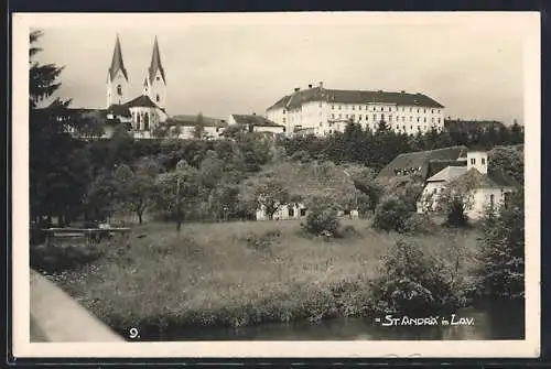 AK St. Andrä in Lav., Teilansicht mit Kirche