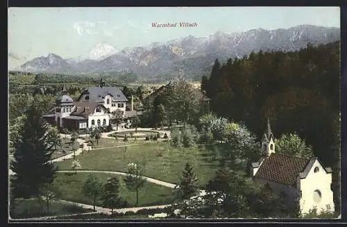 AK Villach, Teilansicht mit Kapelle und Kurhaus