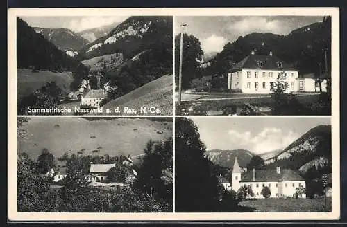 AK Nasswald a. d. Rax, Talblick, Teilansicht, Hotel