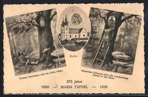 AK Maria Taferl, Kirche und Geschichte der Eiche