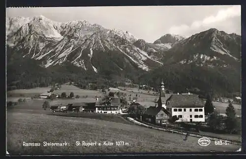 AK St. Rupert am Kulm, Ortsansicht mit Bergpanorama