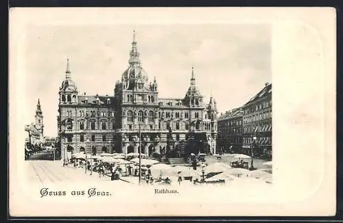 AK Graz, Markt vor dem Rathaus