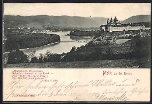 AK Melk an der Donau, Panorama mit Stift