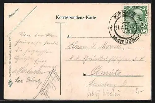 AK Melk a. d. Donau, Uferpartie mit Stift und Dampfer