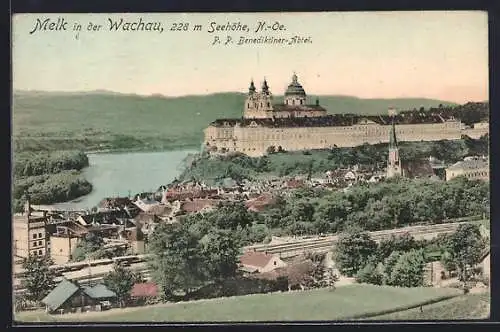 AK Melk /Wachau, Benediktiner Abtei, Bahngleise